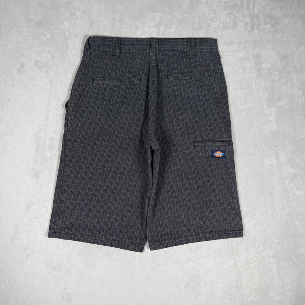 Y2K Mens Dickies Micro Plaid Carpenter Skate Shorts Grey 30